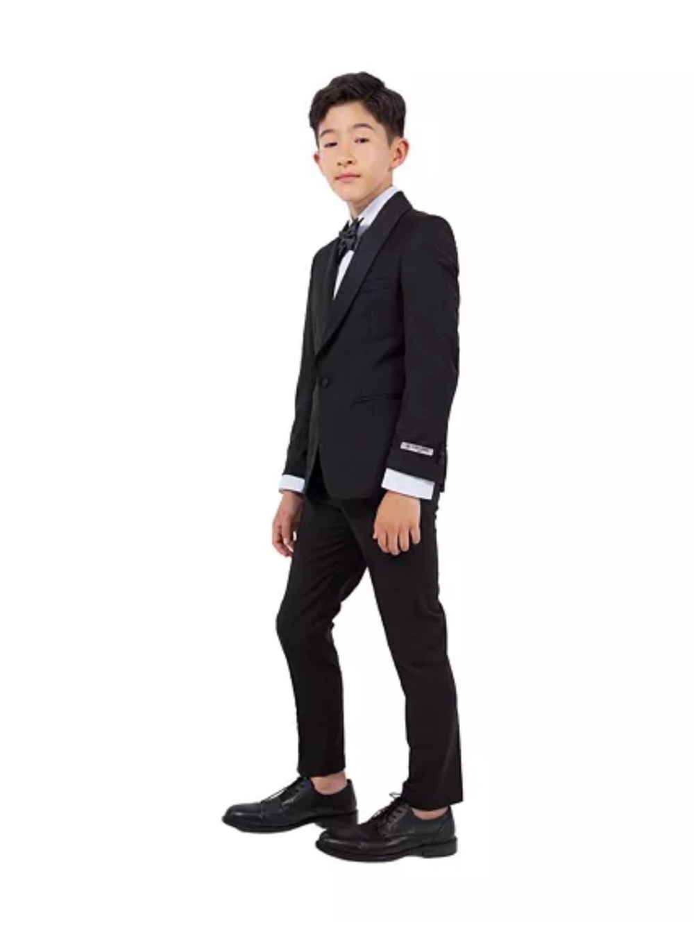 Stacy Adams Boys Black Formal 5-PC Tuxedo Suit Set, INCLUDES Shoes!